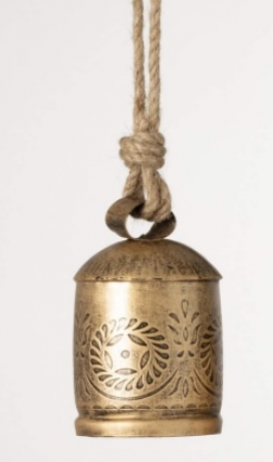Embossed Gold Bell Ornament 5"H