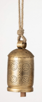 Embossed Gold Bell Ornament 7"H