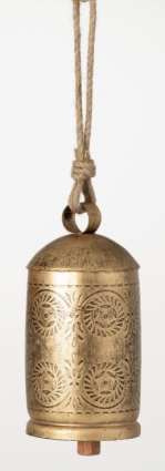 Embossed Gold Bell Ornament  9"H