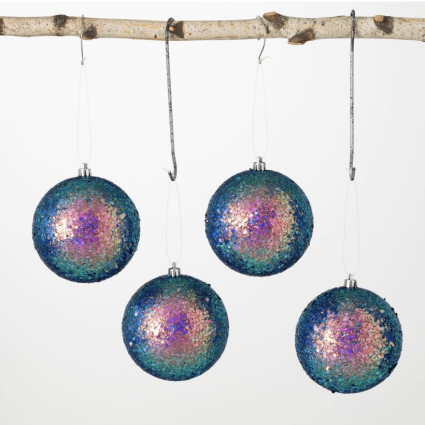 Plum Glitter Ornament 4"