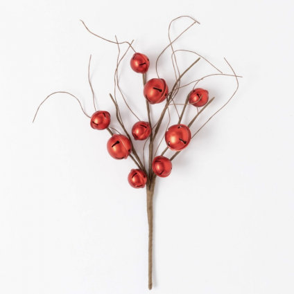 Red Jingle Bell Twig Pick 19"
