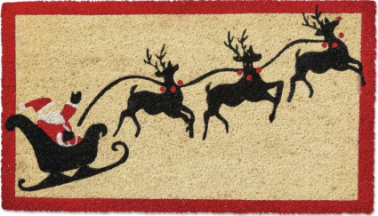 Santa Is Coming To Town PVC Coir Doormat