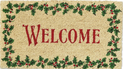 Welcome Holly Leaf Coir Doormat