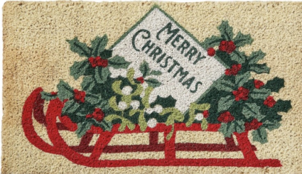 Merry Christmas Sled Coir Doormat