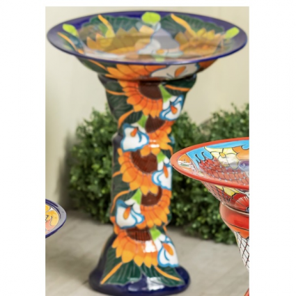 Sunflower Talavera Birdbath 