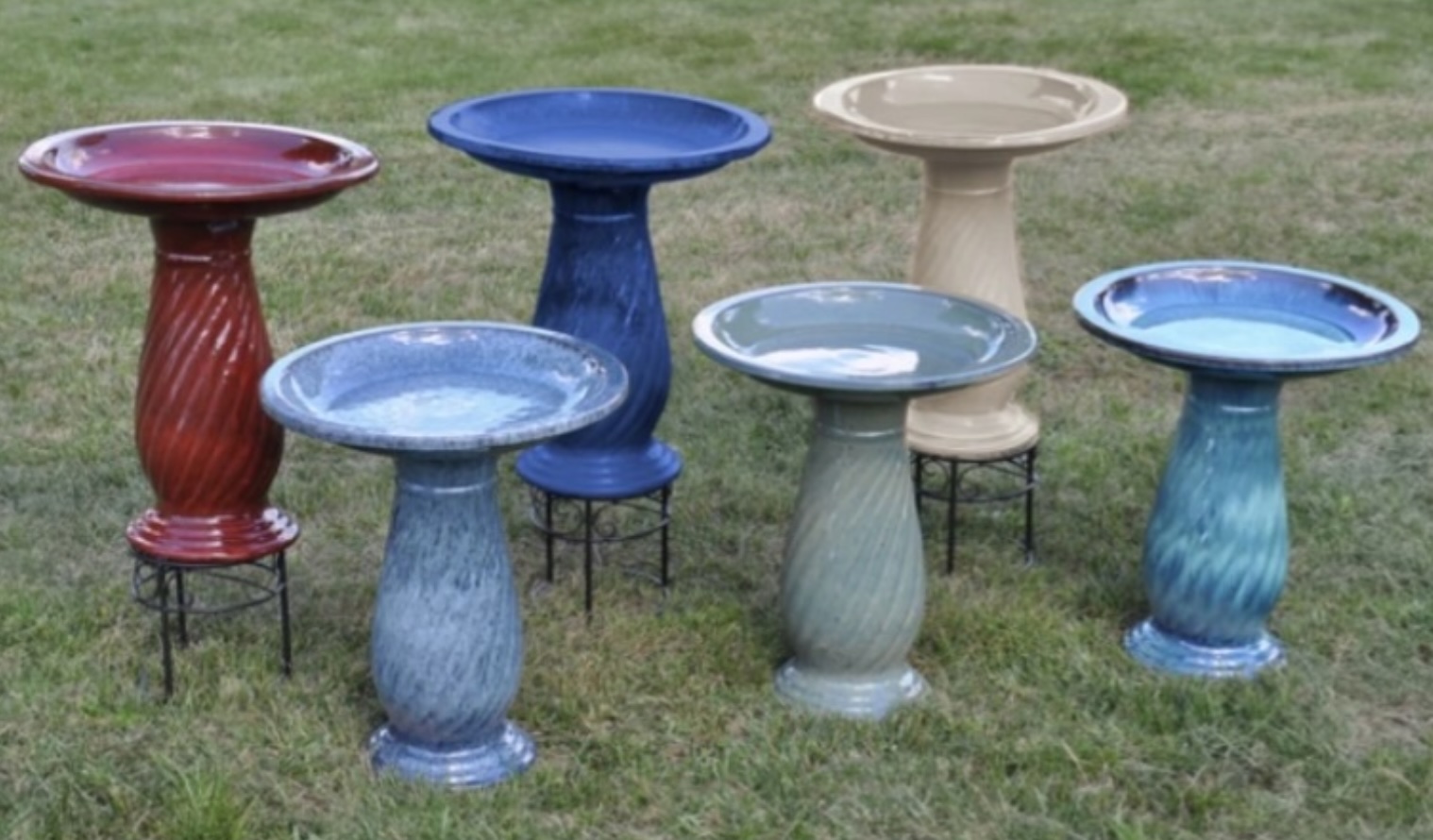 Ceramic Birdbaths in Assorted Colors 
