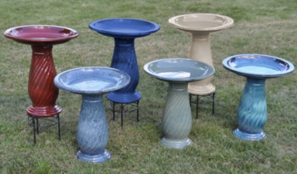 Ceramic Birdbaths in Assorted Colors 