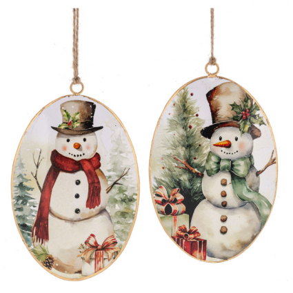 ORNAMENT, 5.5"H SNOWMAN DISK