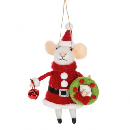 ORNAMENT, 4.75"H SANTA MOUSE
