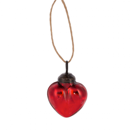 ORNAMENT, 2" RED GLASS HEART