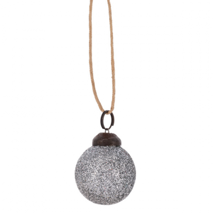 Silver Glitter Ball Ornament 2"