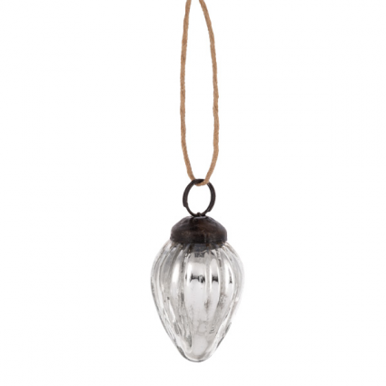 Silver Mercury Drop Ornament 2"