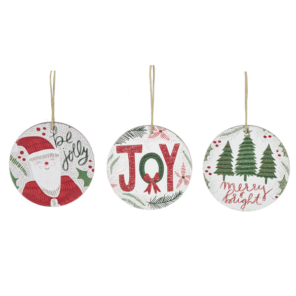 Wooden Holiday Message Ornaments 2.5" (Sold Separately)