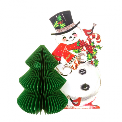 SNOWMAN, 8"H VINTAGE HONEYCOMB