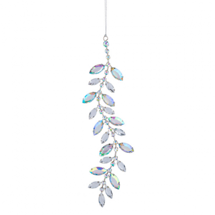 ORNAMENT, 9"H CRYSTAL IVY SWAG