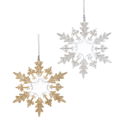 ORNAMENT, 4.5" GLITTER SNOWFLAKE