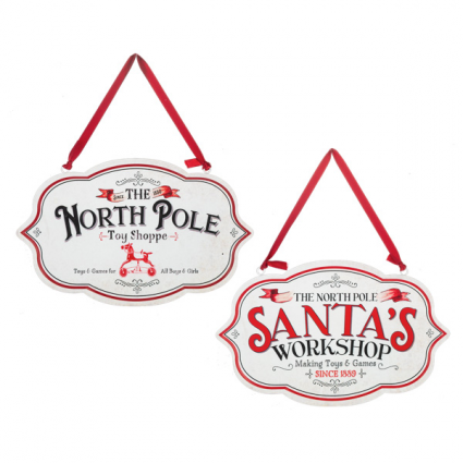 ORNAMENT, 4.5"X3"H RETRO SIGN