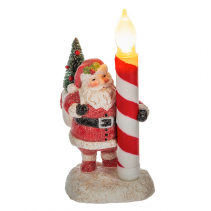 SANTA, 7"H LED W/CANDLE