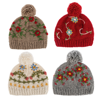 BEANIE, EMBROIDERED W/POM-POM