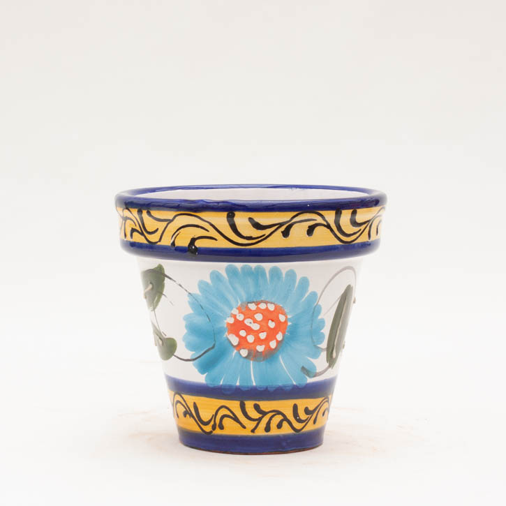 Spanish Blue Daisy Pot 7"