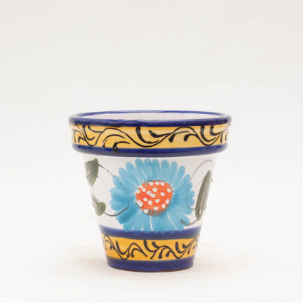 Spanish Blue Daisy Pot 7"