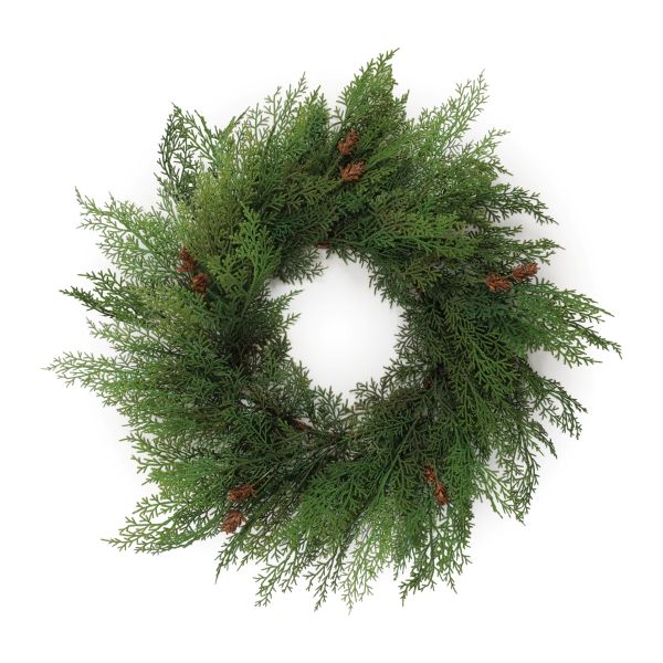 Pine Wreath with Small Cones 24" 