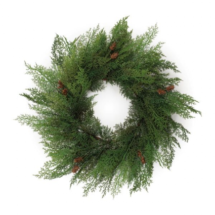 Pine Wreath with Small Cones 24" 