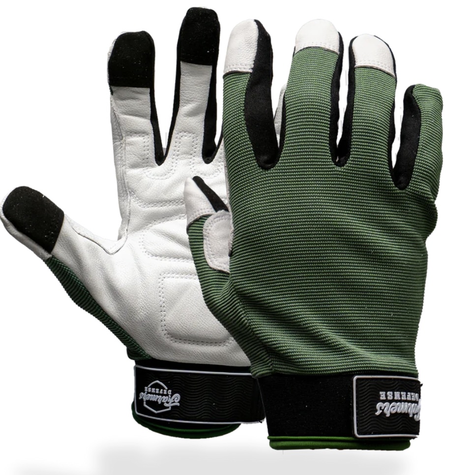 Farmers Defense Rugged Guard Leather Gloves - Forest Green (XL)