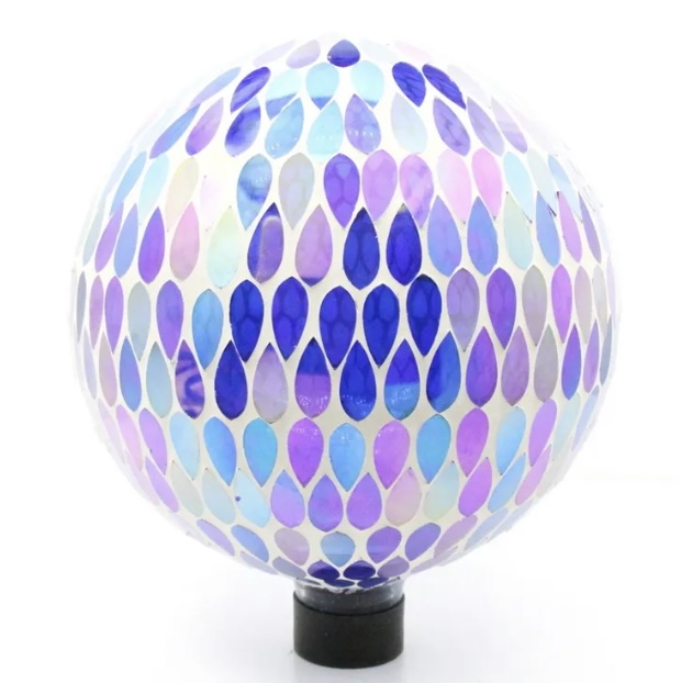 Iridescent Teardrop Tile Glass Globe with Hanging Chain 10"