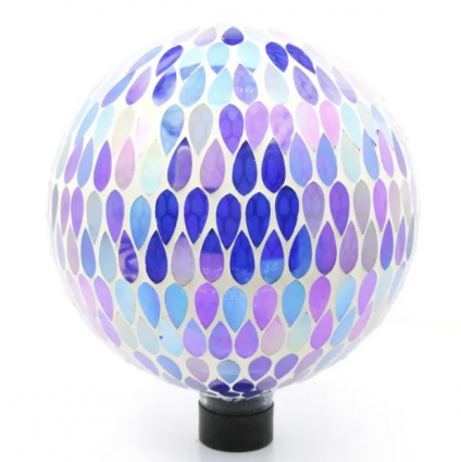 Iridescent Teardrop Tile Glass Globe with Hanging Chain 10"