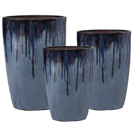 Tall Roseline Tubular Pots - Cascade Black 13"W