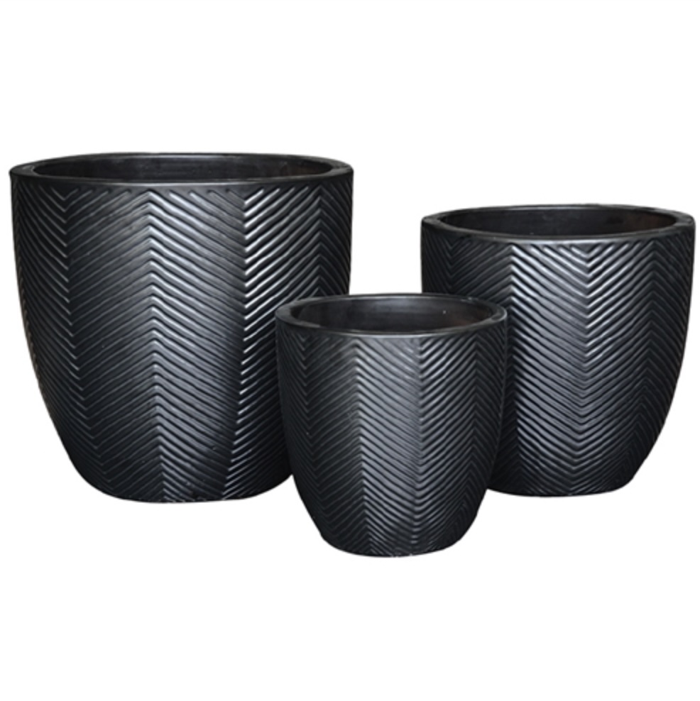 Calix Pot - Matte Black 15"W