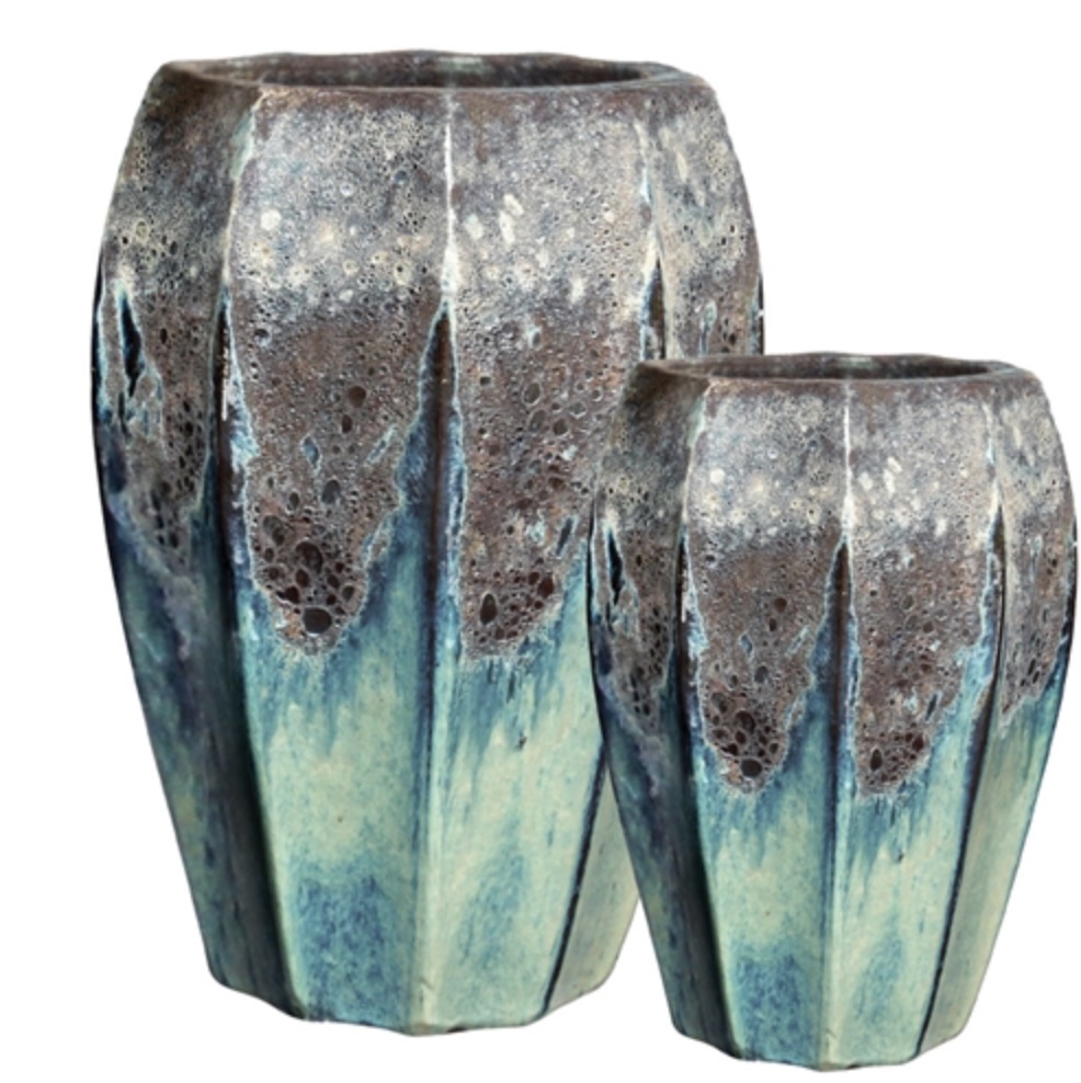 Indras Pots - Atlantic Cream Over Cream Green 12.5"W