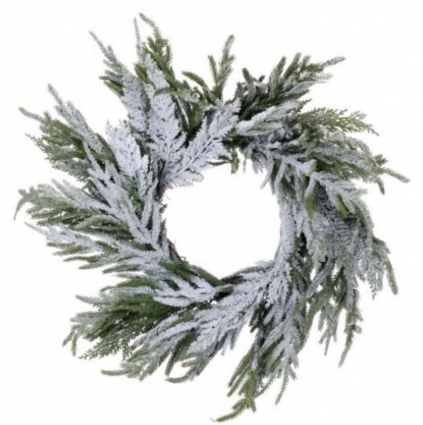Norfolk Pine Wreath with Snow 20"