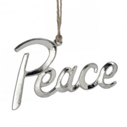 Silver "Peace" Ornament 5"