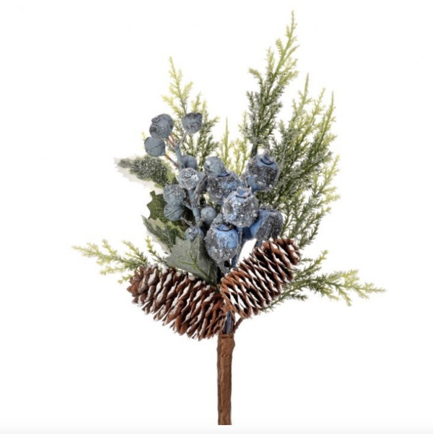 Blue Berry Cedar & Cone Pick 14"