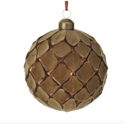 Glass Velvet Diamond Ball Ornament 4"