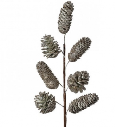 Platinum Glitter PInecone Spray 22"