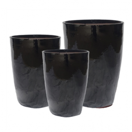 Tall Black Roseline Tubular Pot 22" x 30"