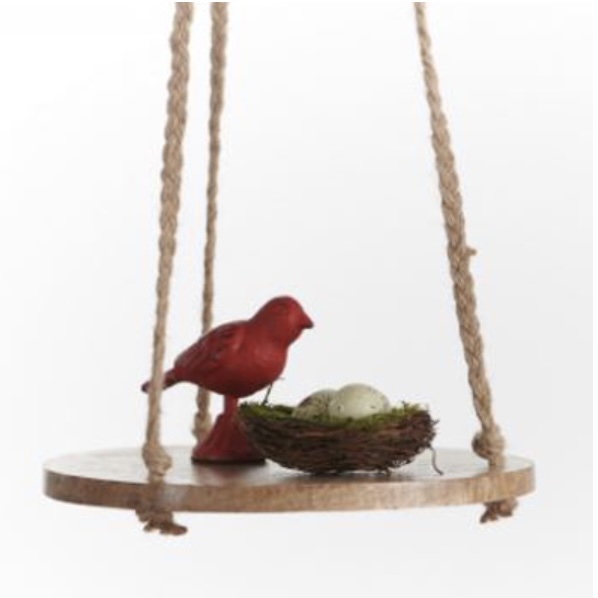 Jute Round Wood Shelf Hanger 10"