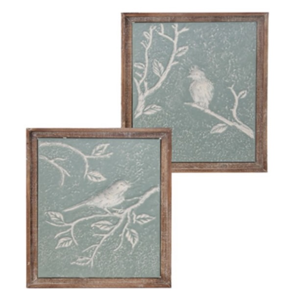 Framed Metal Bird Plaque