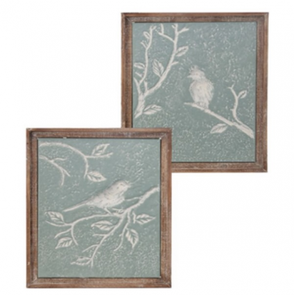Framed Metal Bird Plaque