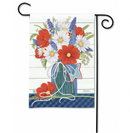 Patriotic Red White & Bloom Mini Garden Flag