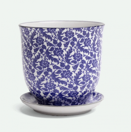 Liberte Porcelain Pot And Saucer Set With Drainage