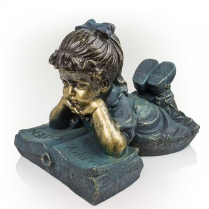 Girl Laying with a Book Statue