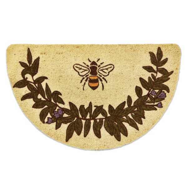 DOORMAT, BEE 1/2 ROUND PVC BACK