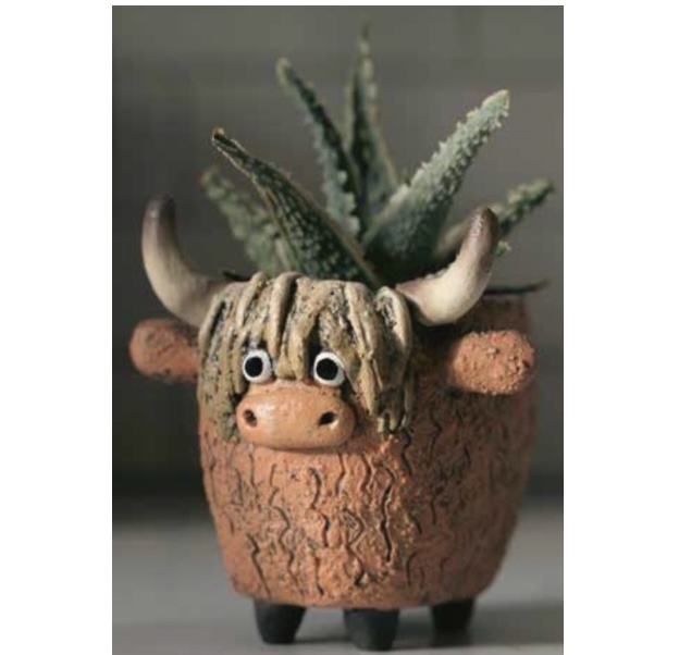 Dougal the Highland Cow Mini Planter