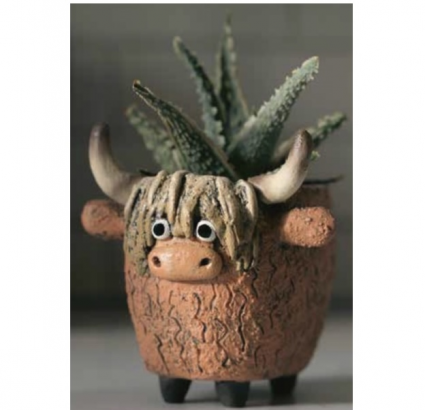 Dougal the Highland Cow Mini Planter