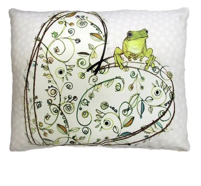 Frog on Heart Pillow