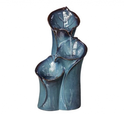 Blue-Green 3-Tier Leaf Column Fountain
